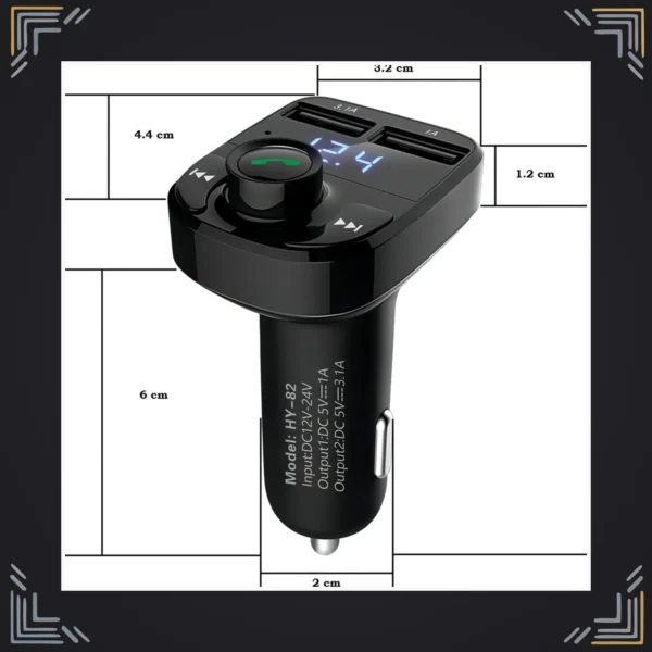 Transmisor FM Bluetooth para Carro con Cargador Dual USB