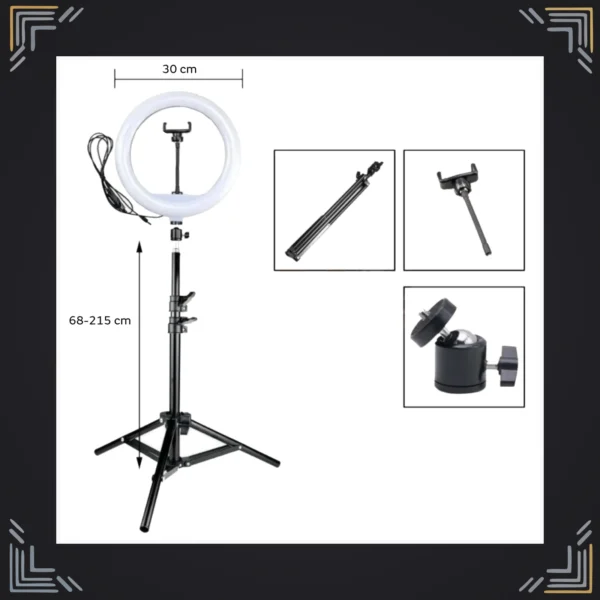 Aro de Luz LED 30cm con Trípode y Soporte