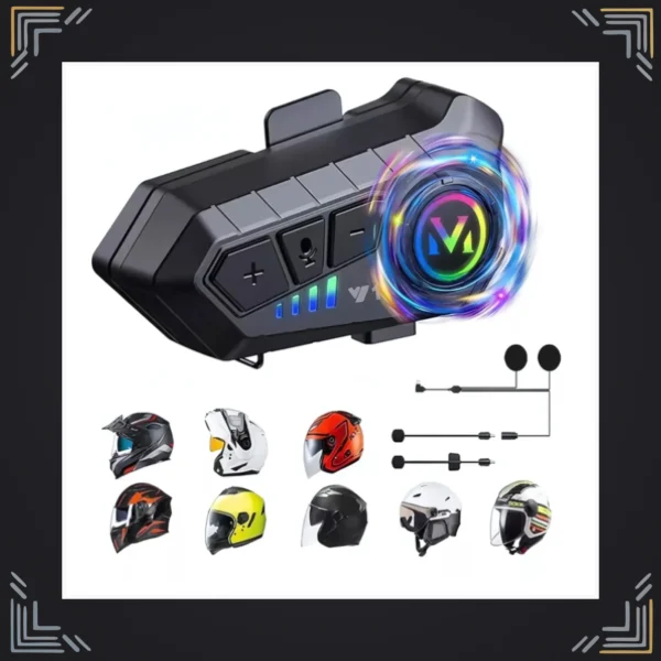 Auricular Bluetooth para Casco IPX6 · 1000 mAh · 25 h · RGB