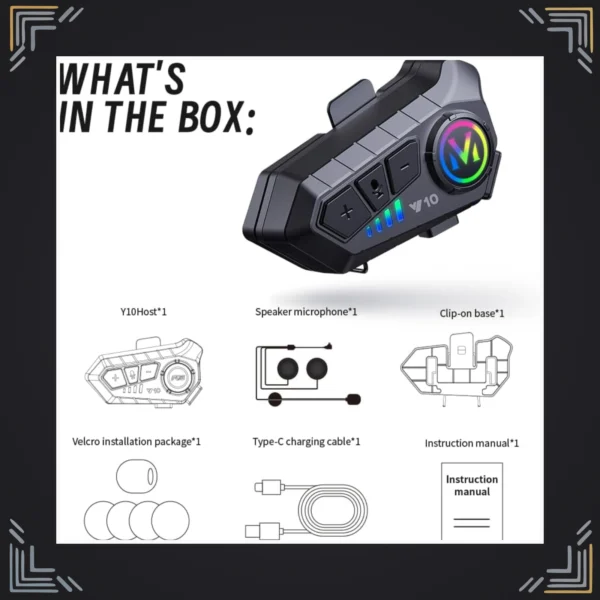 Auricular Bluetooth para Casco IPX6 · 1000 mAh · 25 h · RGB