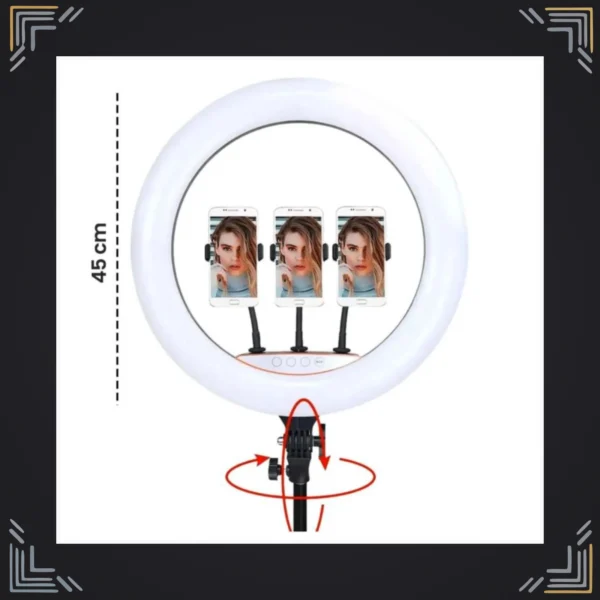 Aro de Luz LED 45 cm · 3 Tonos + Trípode 2 m · 3 Soportes