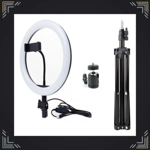 Aro de Luz Selfie LED 26 cm · 3 Tonos + Trípode 2,1 m · USB