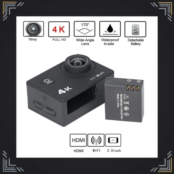 Cámara Deportiva 4K WiFi Sumergible 30 m