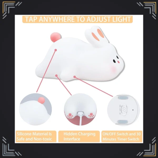 Lámpara de Noche Conejito LED Recargable Silicona