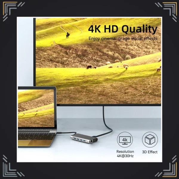 Hub USB-C 11 en 1 · HDMI 4K · PD 100W · RJ45 · SD/TF · VGA