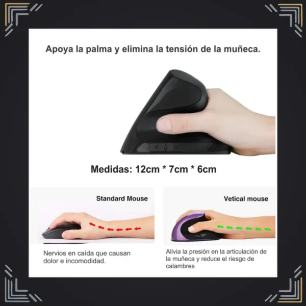 Mouse Vertical Ergonómico USB · 5 Botones · 400 DPI · Plug & Play