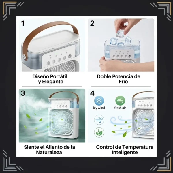 venhum002 Mini Ventilador Humidificador 3 en 1